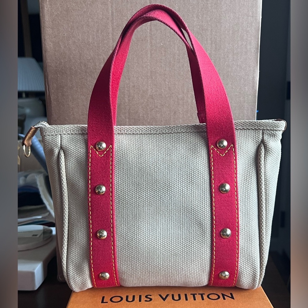 Louis Vuitton Antigua Cabas PM Handbag Small Tote Beige Red Limited Edition Bag - Picture 7 of 16
